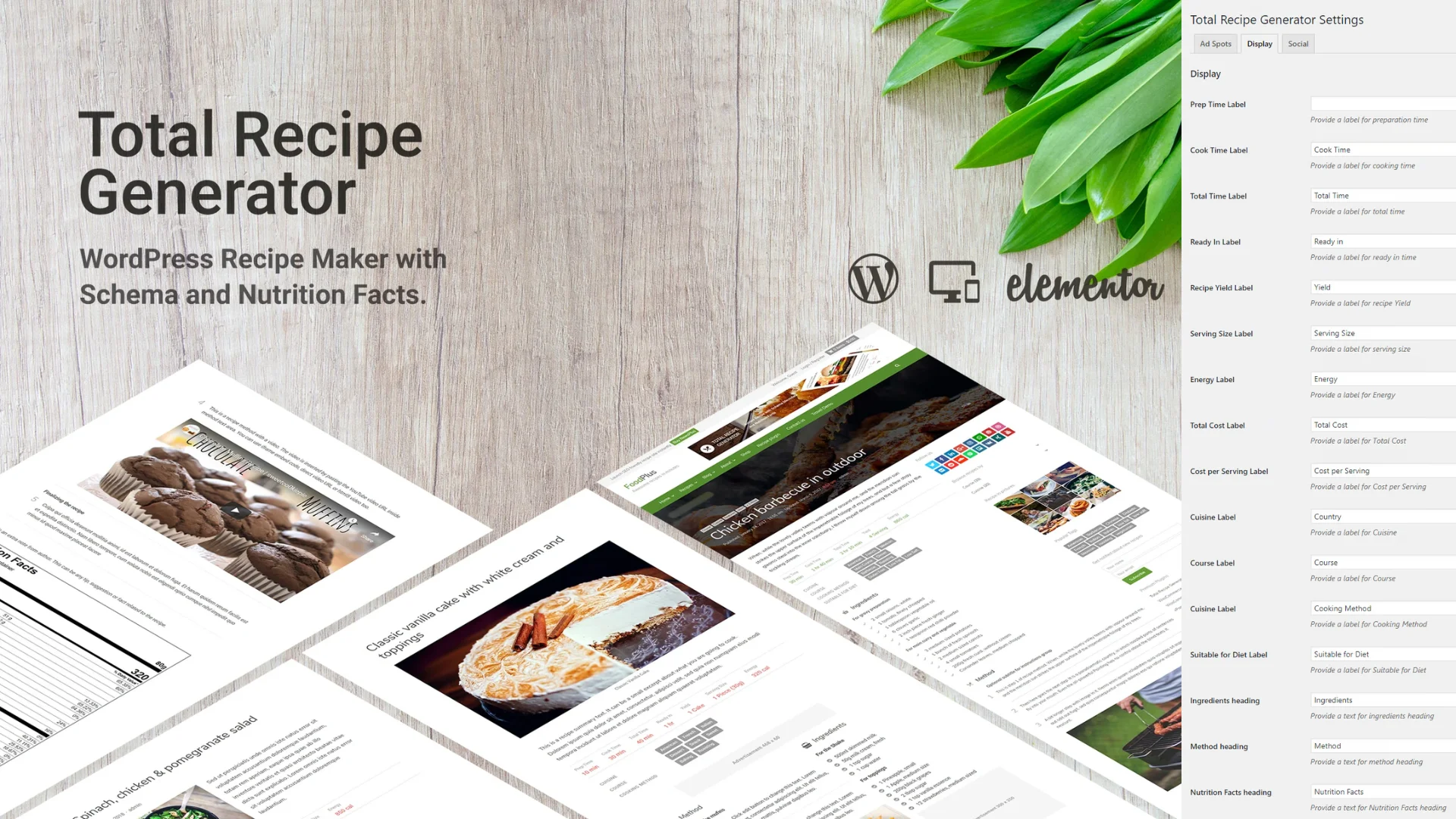 Total Recipe Generator for Elementor